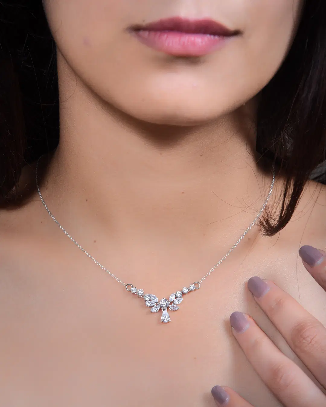 Drishti Jewels Marquise Drop Necklace image 2